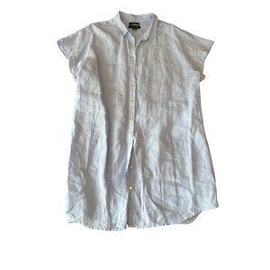 Tahari Womens 100% Linen Button-Down Shirt Dress Light Blue Size 1X